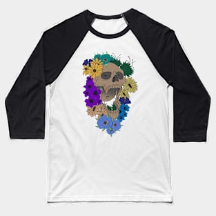 Skull and Flowers Baseball T-Shirt